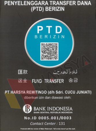 Harsya PTD Certificate from BI
